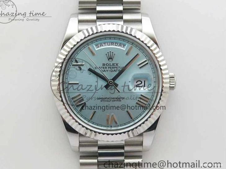 0501 WaterResistant Day Date 40 SS Bp Maker 1:1 Best Edition Tiffany Blue Roman Dial on SS Bracelet A 2549
